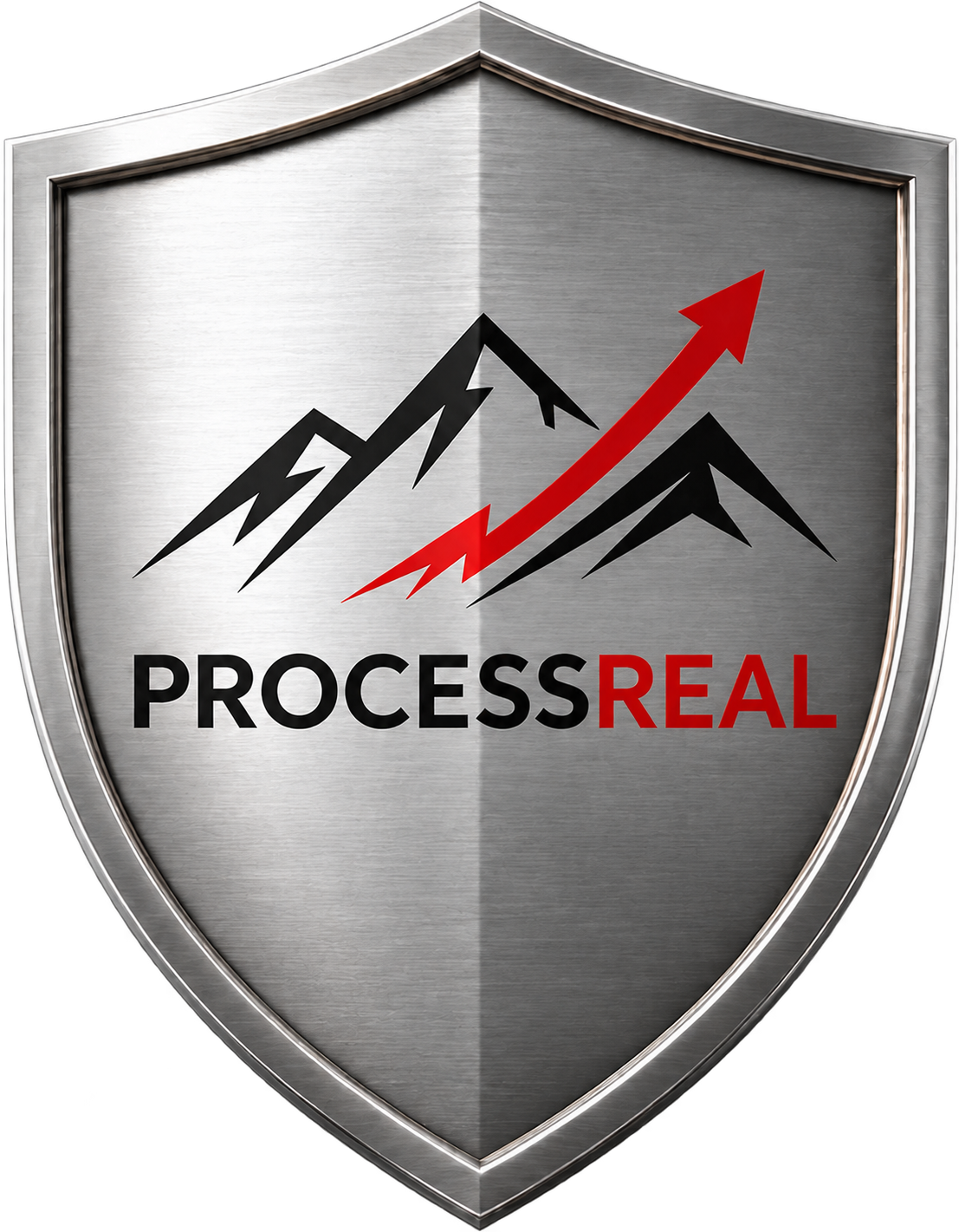 PROCESSREAL Schild mit Bergsymbol und aufsteigendem Pfeil
